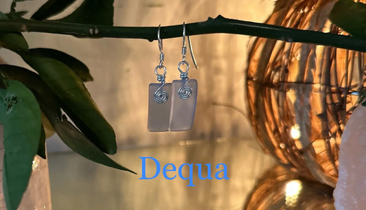 🌿 Frosted Glass Swirl Earrings | Sea Glass Look | Handmade Wire-Wrapped Dangles image 0