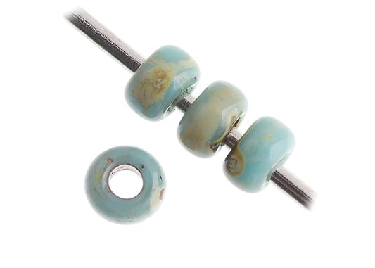 Miyuki Japanese Glass Seed Beads 22gms 11/0 in Blue Picasso Opaque Turquoise