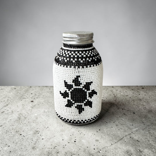 Beaded Viking Jar — Black & White Edition