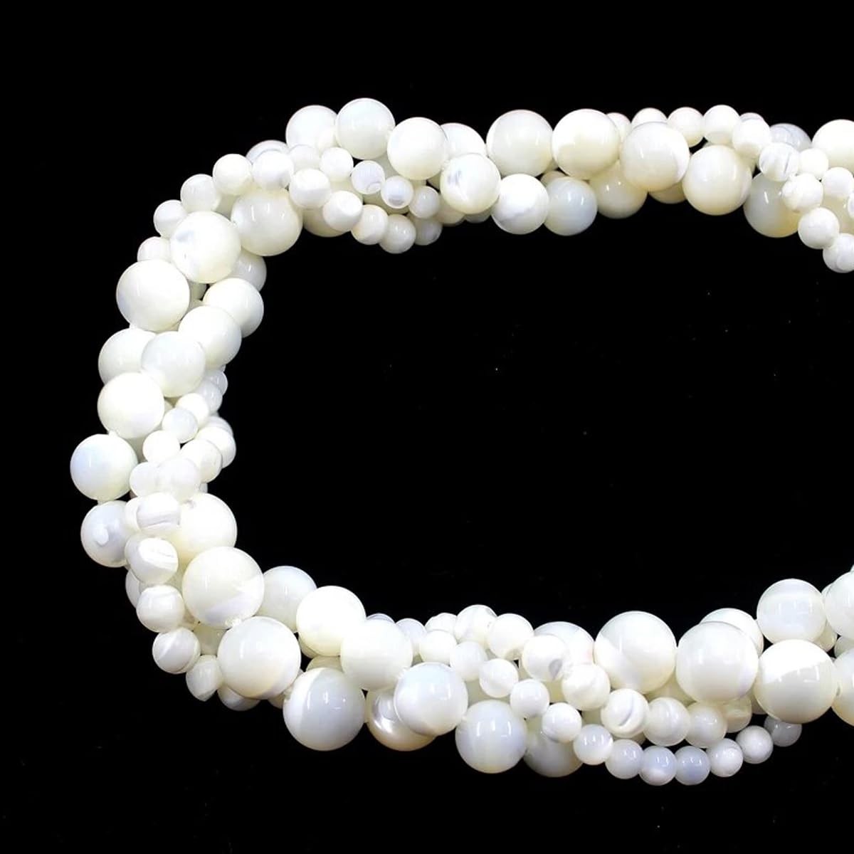 HAAMIIQII 60pcs 6mm Natural White Mother of Pearl Shell Beads Round Loose Gemstone Beads for Jewelry Making Strand 15 Inch