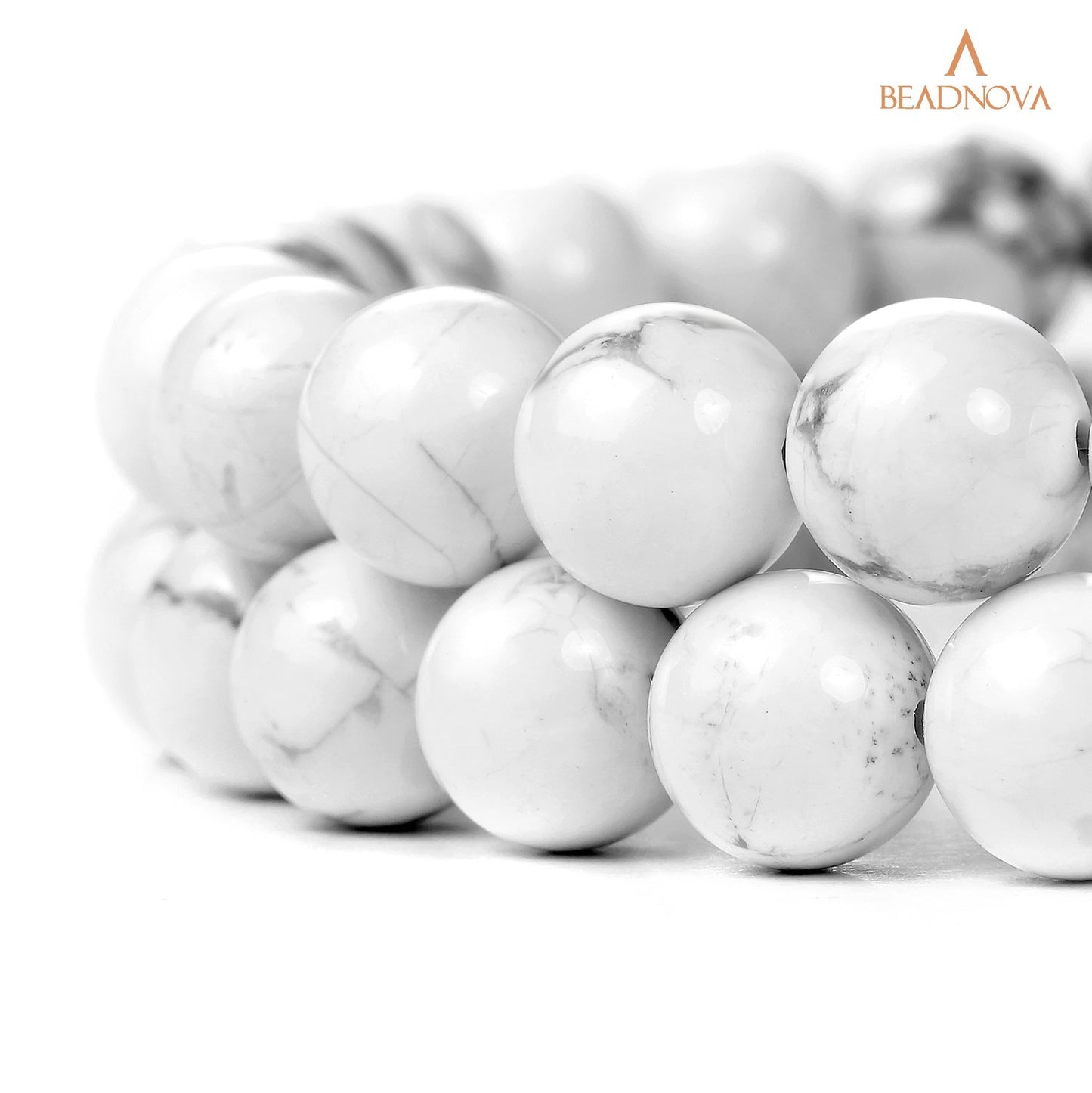 BEADNOVA 10mm Natural White Howlite Gemstone Round Loose Beads for Jewelry Making (36-38pcs)
