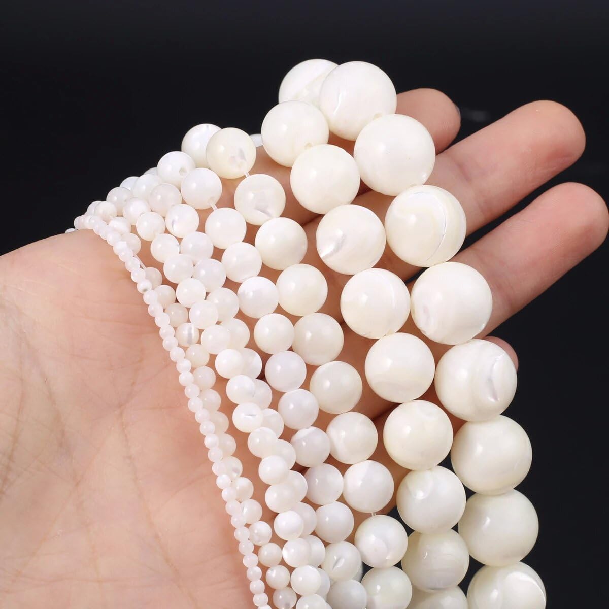 HAAMIIQII 60pcs 6mm Natural White Mother of Pearl Shell Beads Round Loose Gemstone Beads for Jewelry Making Strand 15 Inch