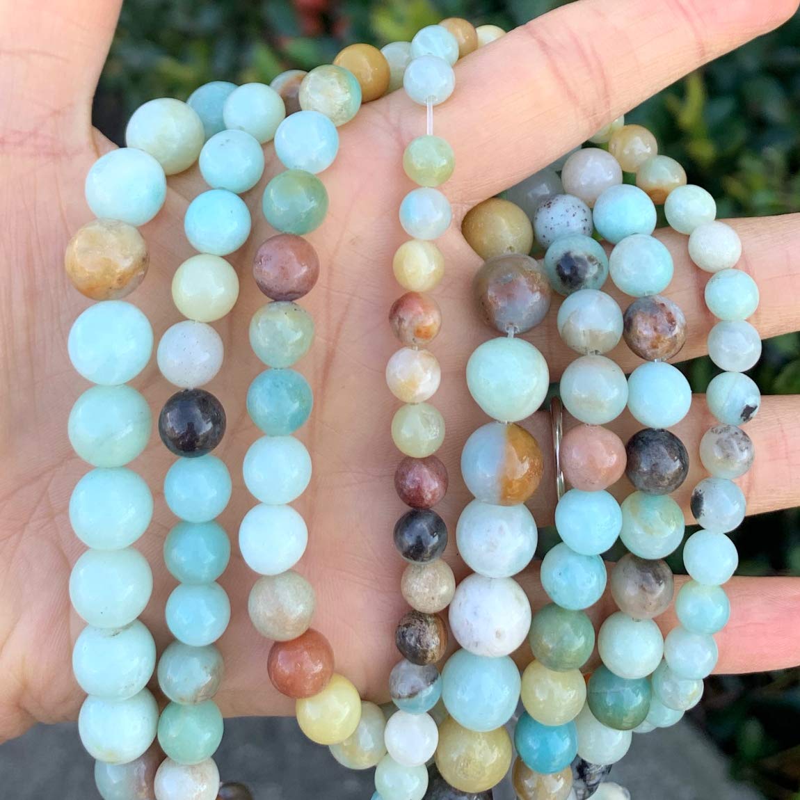 2 Strands Adabele Natural Multi-Color Amazonite Healing Gemstone 4mm (0.16 inch) Small Round Beads Gem Stone Spacer (176-186pcs) for Craft Jewelry Making GF3-4