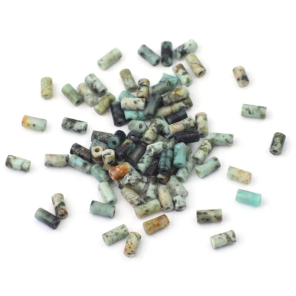 BEADIA Natural African Turquoise Tube Beads Cylinder 2x4mm 38cm/Strand Stone Beads for Jewelry Making