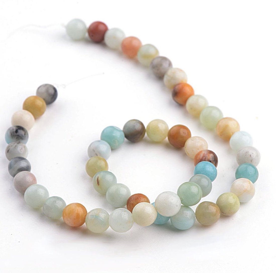 2 Strands Adabele Natural Multi-Color Amazonite Healing Gemstone 4mm (0.16 inch) Small Round Beads Gem Stone Spacer (176-186pcs) for Craft Jewelry Making GF3-4