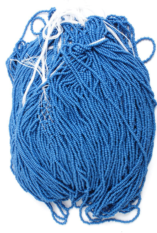 Czech Glass Seed Beads 11/0 (2.1mm Diameter) Opaque Dark Blue Strung DIY Jewelry Making Beadss - 500g Bulk Bag by Preciosa (Jablonex)