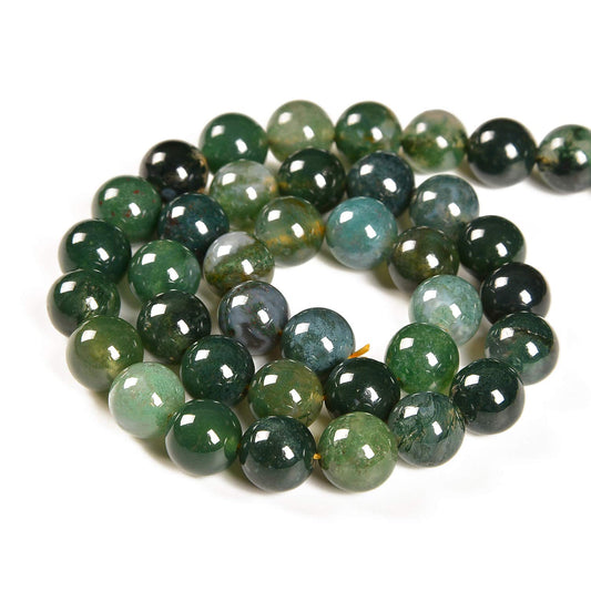 Nancybeads 60pcs 6mm Natural Green Moss Agate Gemstone Round Spacer Loose Stone Beads for Jewelry Making 15.5" 1 Strand (Green Moss Agate, 6mm 60Beads)