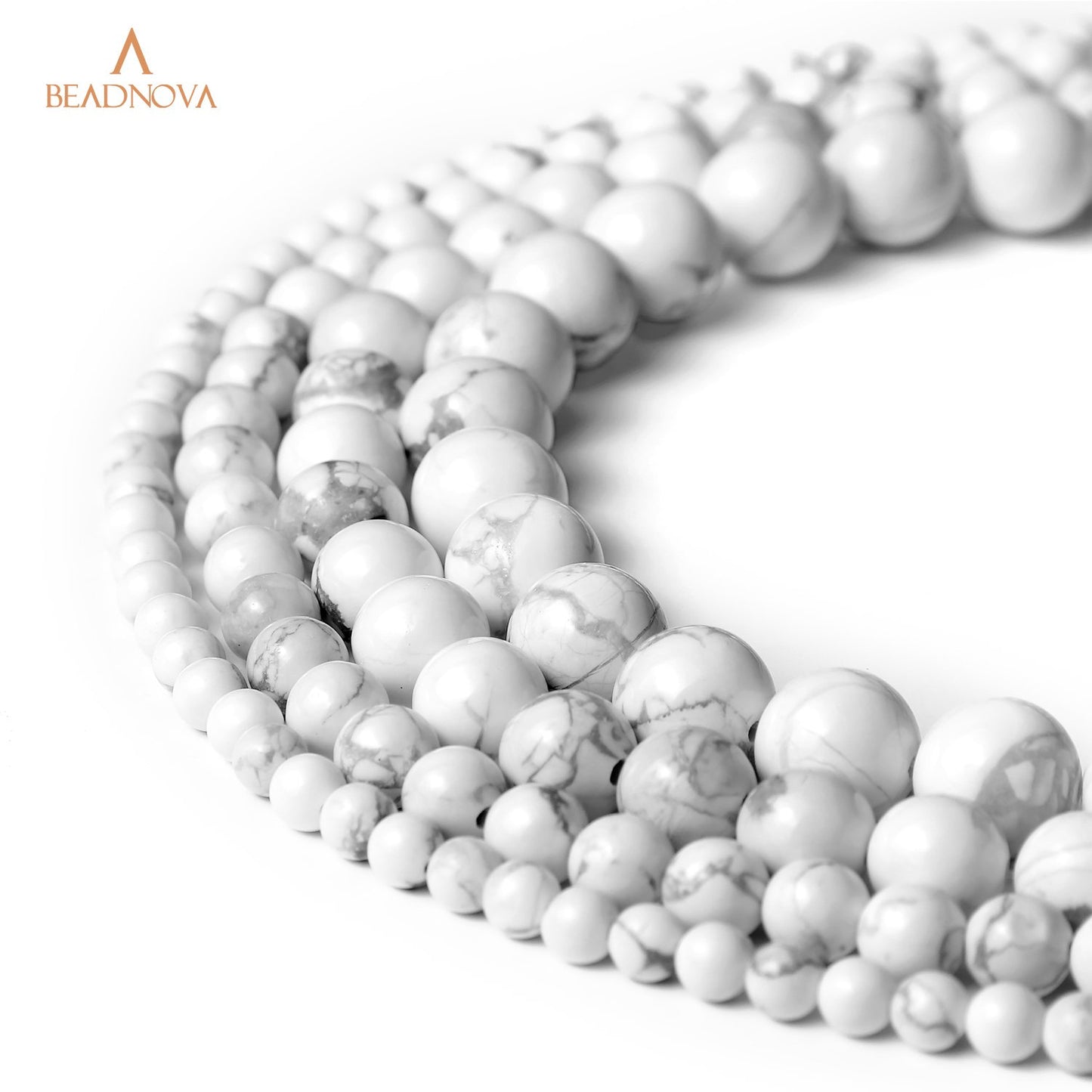BEADNOVA 10mm Natural White Howlite Gemstone Round Loose Beads for Jewelry Making (36-38pcs)