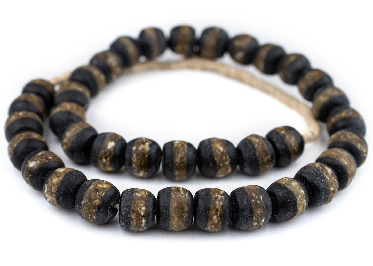 The Bead Chest African Kente Beads - Full Strand of Krobo Glass Beads (Black)