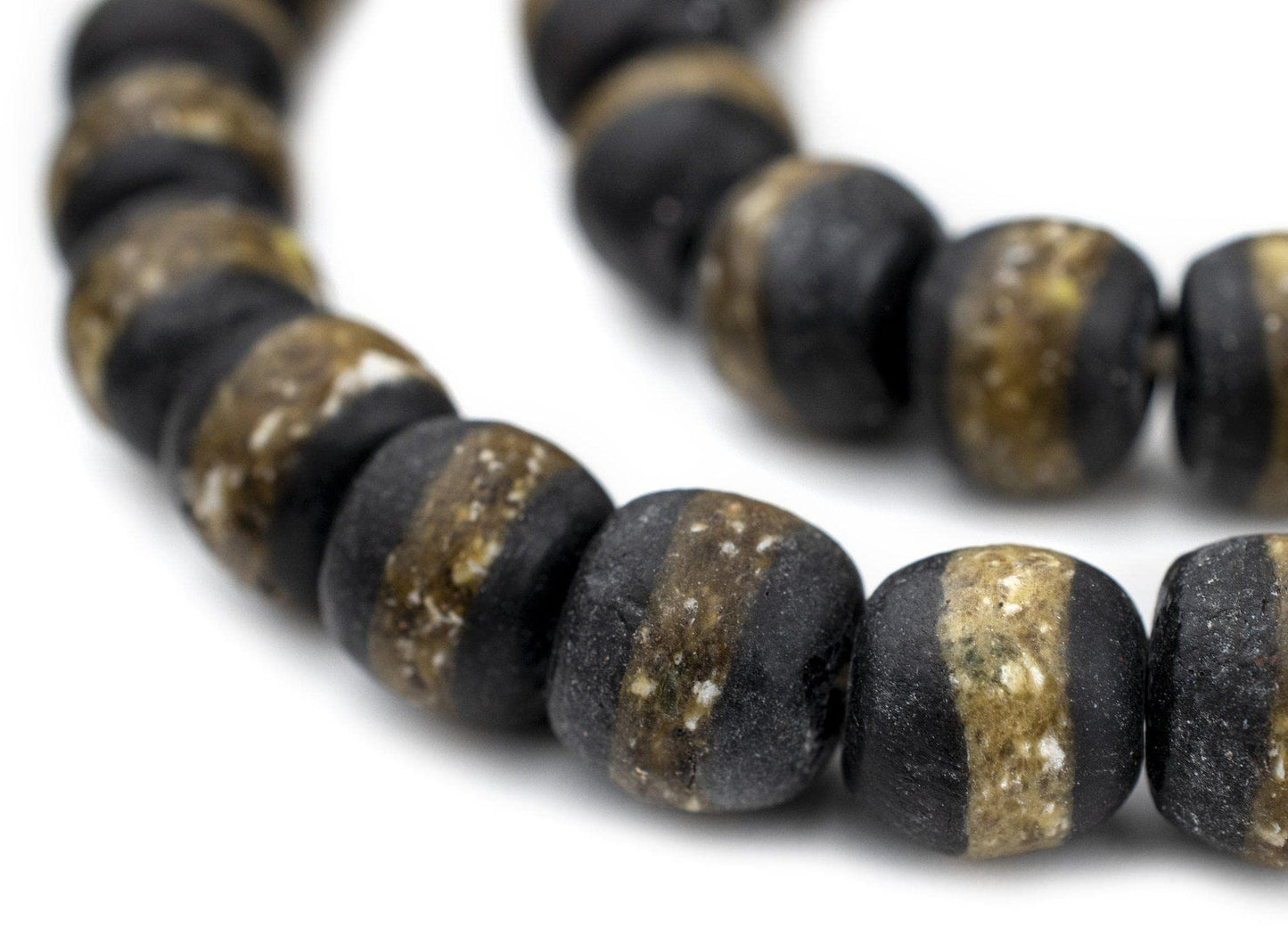 The Bead Chest African Kente Beads - Full Strand of Krobo Glass Beads (Black)