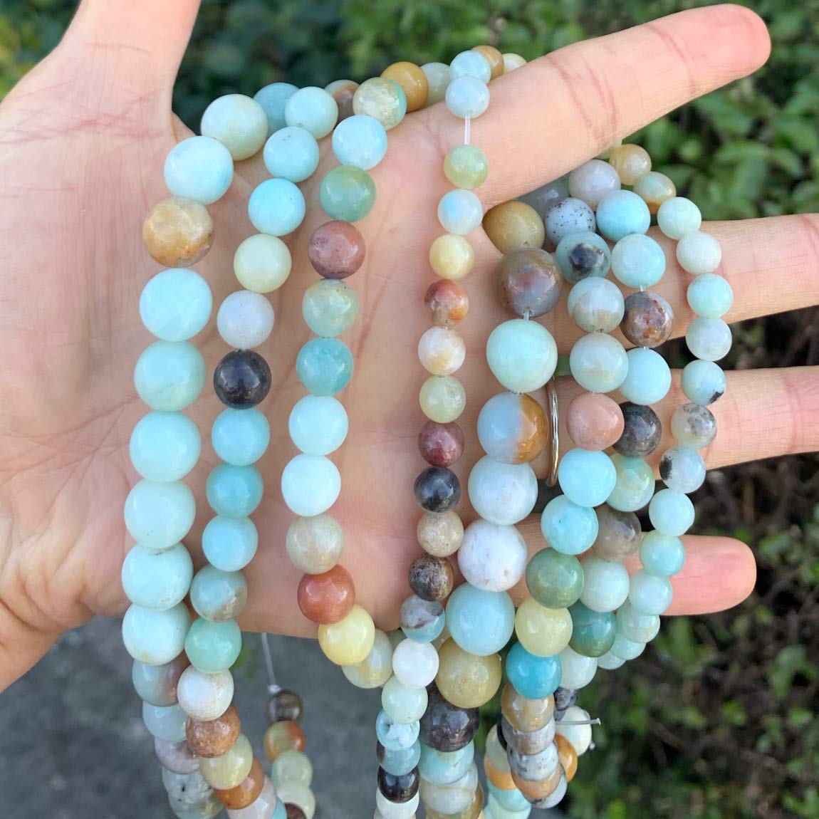 2 Strands Adabele Natural Multi-Color Amazonite Healing Gemstone 4mm (0.16 inch) Small Round Beads Gem Stone Spacer (176-186pcs) for Craft Jewelry Making GF3-4
