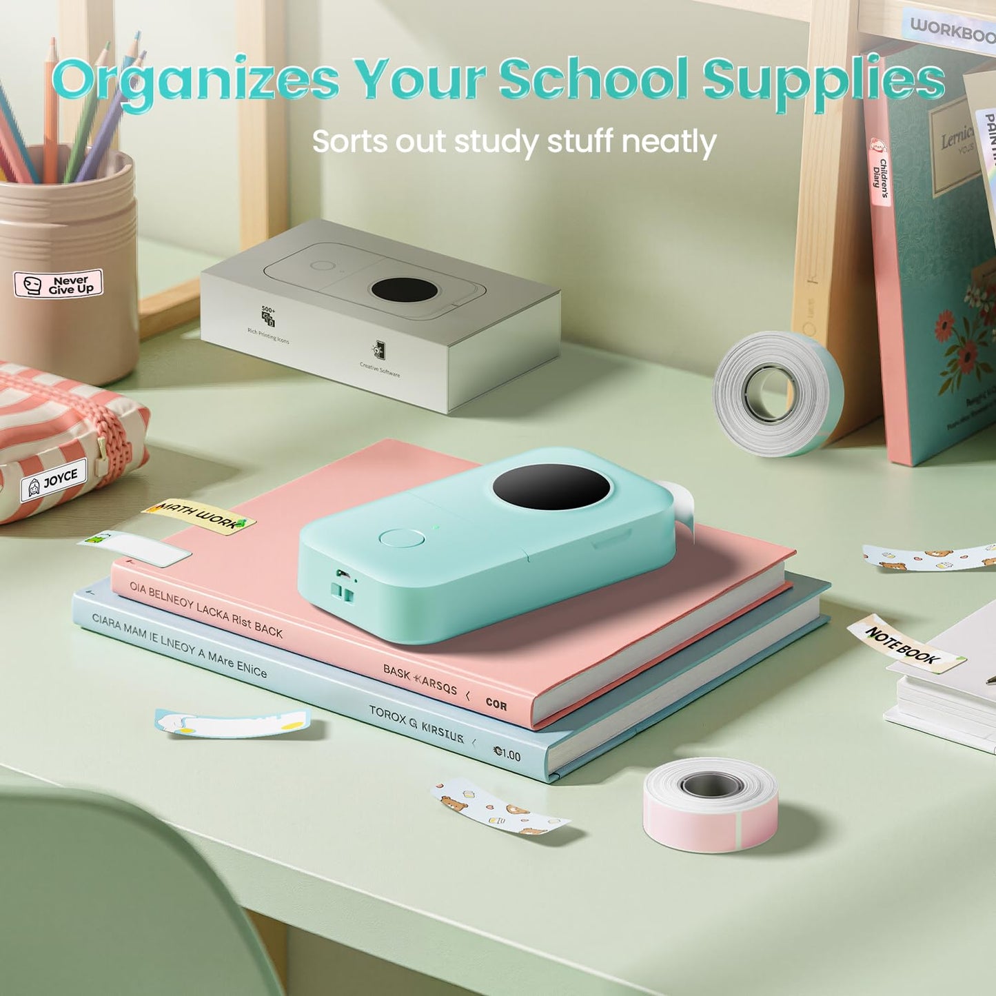Phomemo D30 Label Maker Machine, Portable Bluetooth Mini Label Printer, Smartphone Handheld Thermal Sticker Small Labeler Multiple Templates Font Icon Inkless Custom Label for Home Kids School Items