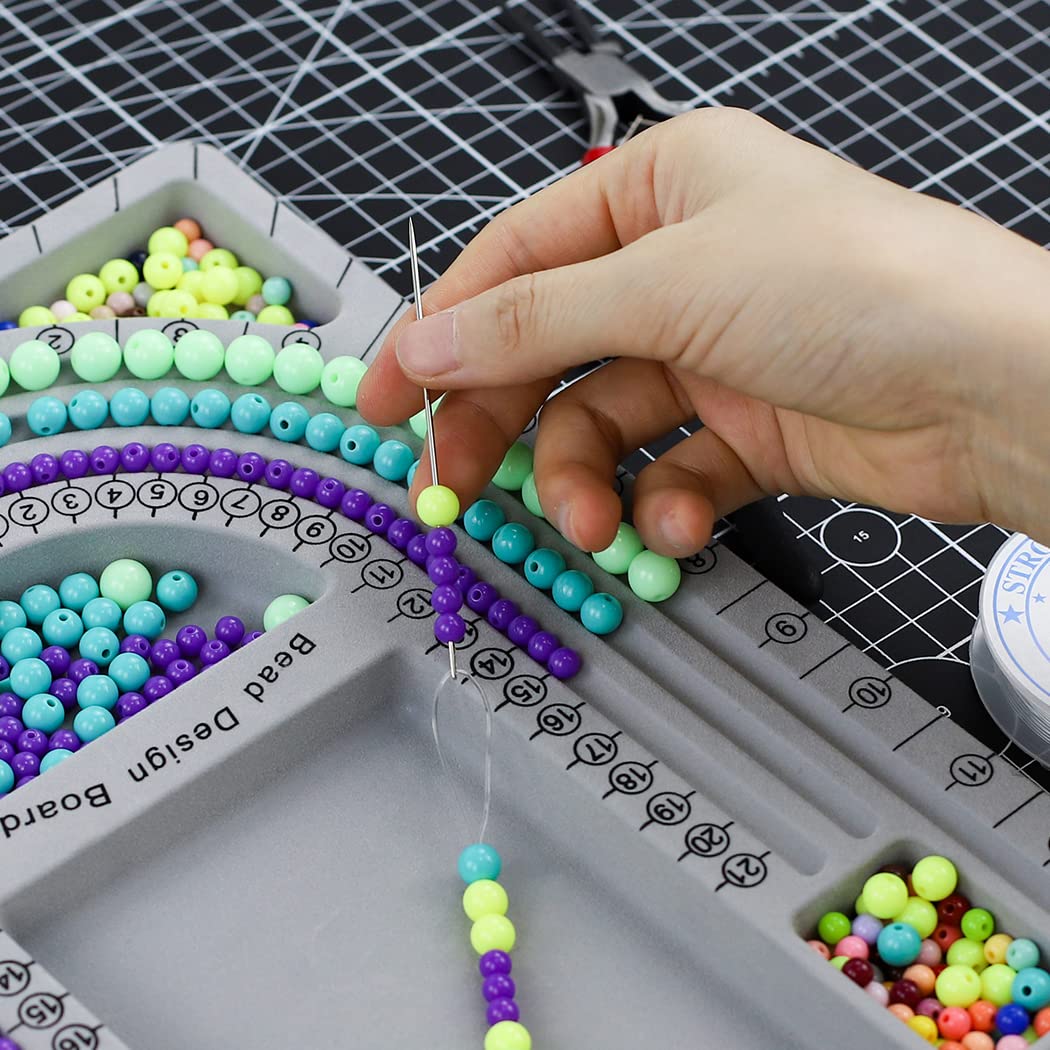 Bead Boards Jewelry Making Supplies for Adult Bead Tray Necklace Design Board Bead Bracelet Making Kit Jewelry Repair Kit Beading Supplies Beading Mat Jewelry Tools with Pliers