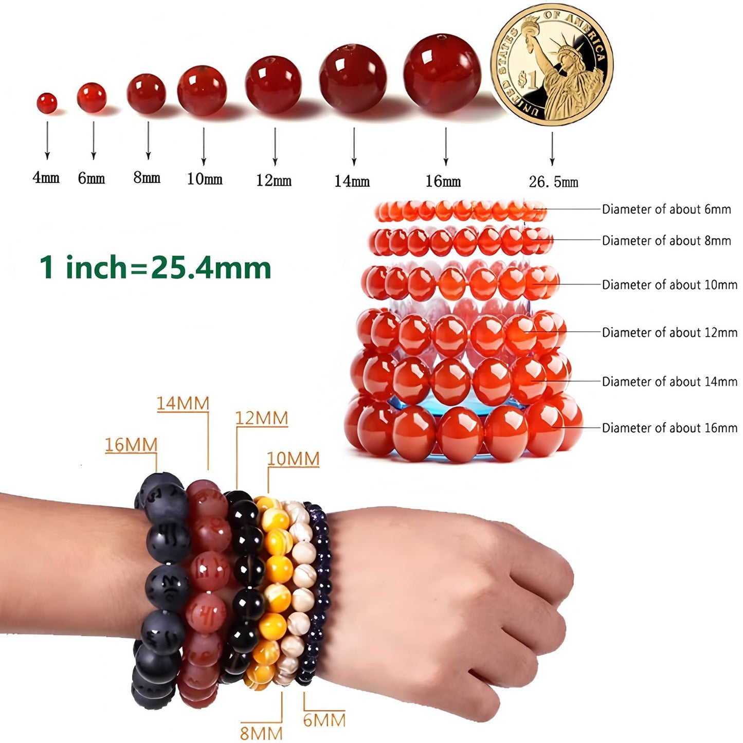HAAMIIQII 60pcs 6mm Natural White Mother of Pearl Shell Beads Round Loose Gemstone Beads for Jewelry Making Strand 15 Inch