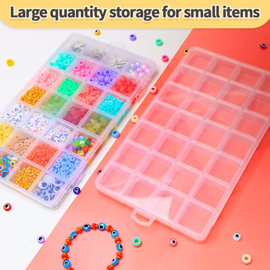 IOOLEEM 28 Grids Plastic Bead Organizer Box, Organizer Container Storage Box, Dividers for bead arts and crafts.
