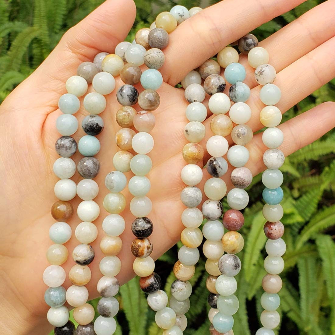 2 Strands Adabele Natural Multi-Color Amazonite Healing Gemstone 4mm (0.16 inch) Small Round Beads Gem Stone Spacer (176-186pcs) for Craft Jewelry Making GF3-4
