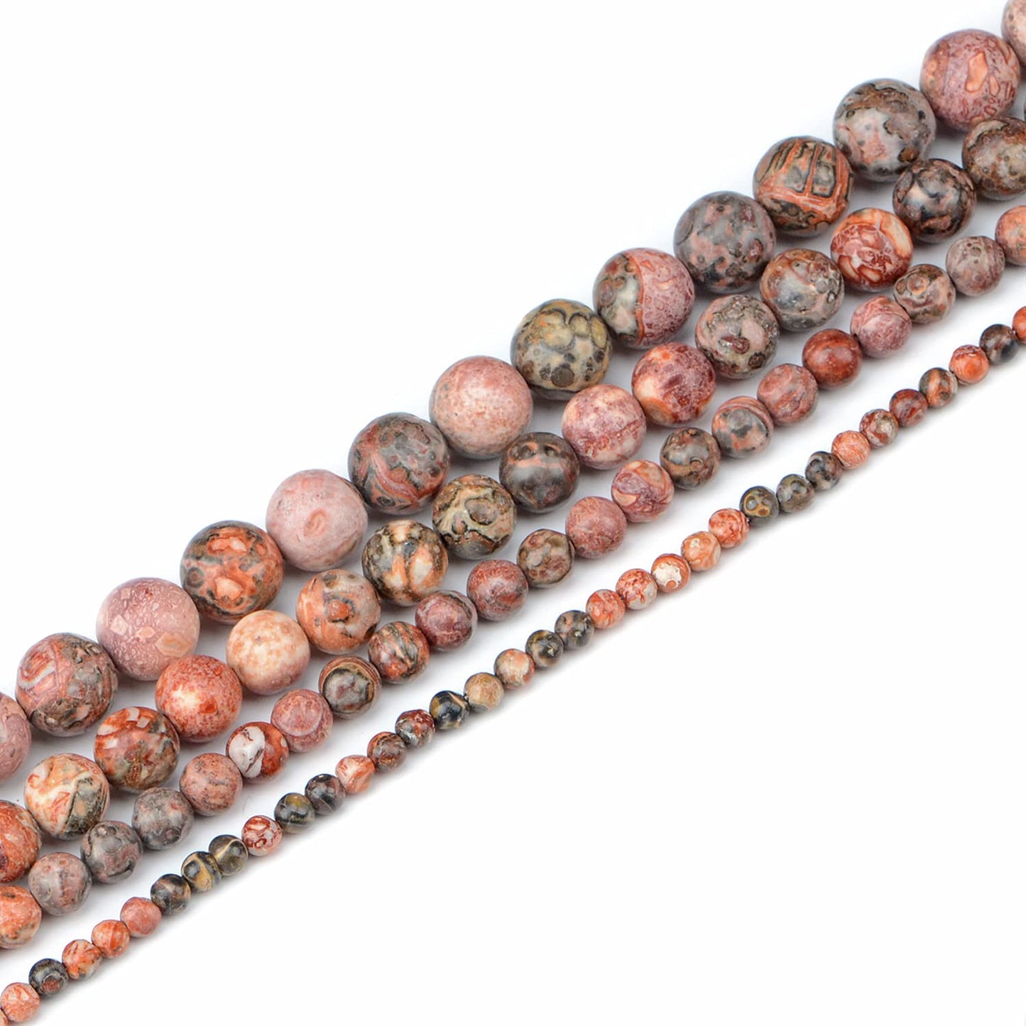 NCB 100pcs Original Natural Stone Beads Gemstone Round Loose Beads 6mm Genuine Real Stone Energy Beads for DIY Jewelry Making, Stretch Unisex (Red Leopard Fur Jasper, 6mm 100Beads)