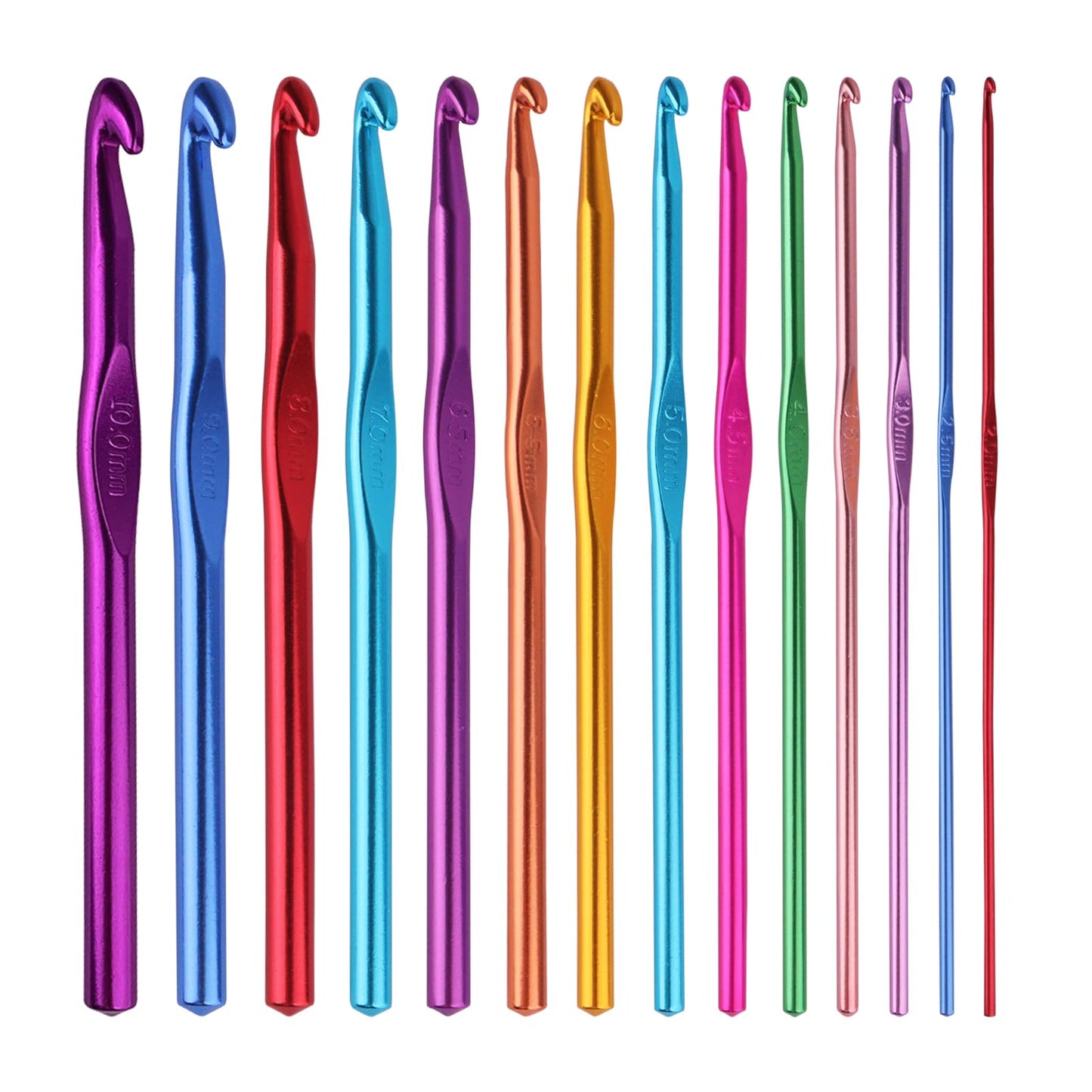 14PCS Aluminum Crochet Hooks Knitting Needles Craft Yarn 2.0mm/2.5mm/3.0mm/3.5mm/4.0mm/4.5mm/5.0mm/5.5mm/6.0mm/6.5mm/7.0mm/8.0mm/9.0mm/10.0mm
