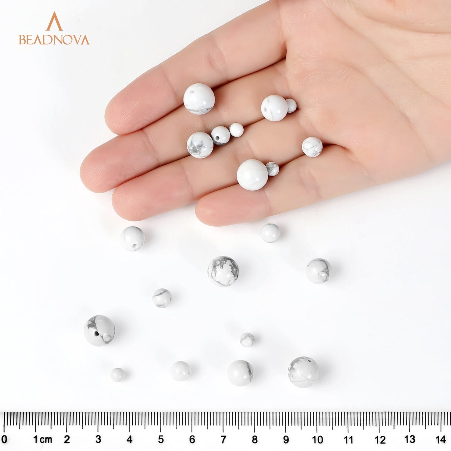 BEADNOVA 10mm Natural White Howlite Gemstone Round Loose Beads for Jewelry Making (36-38pcs)