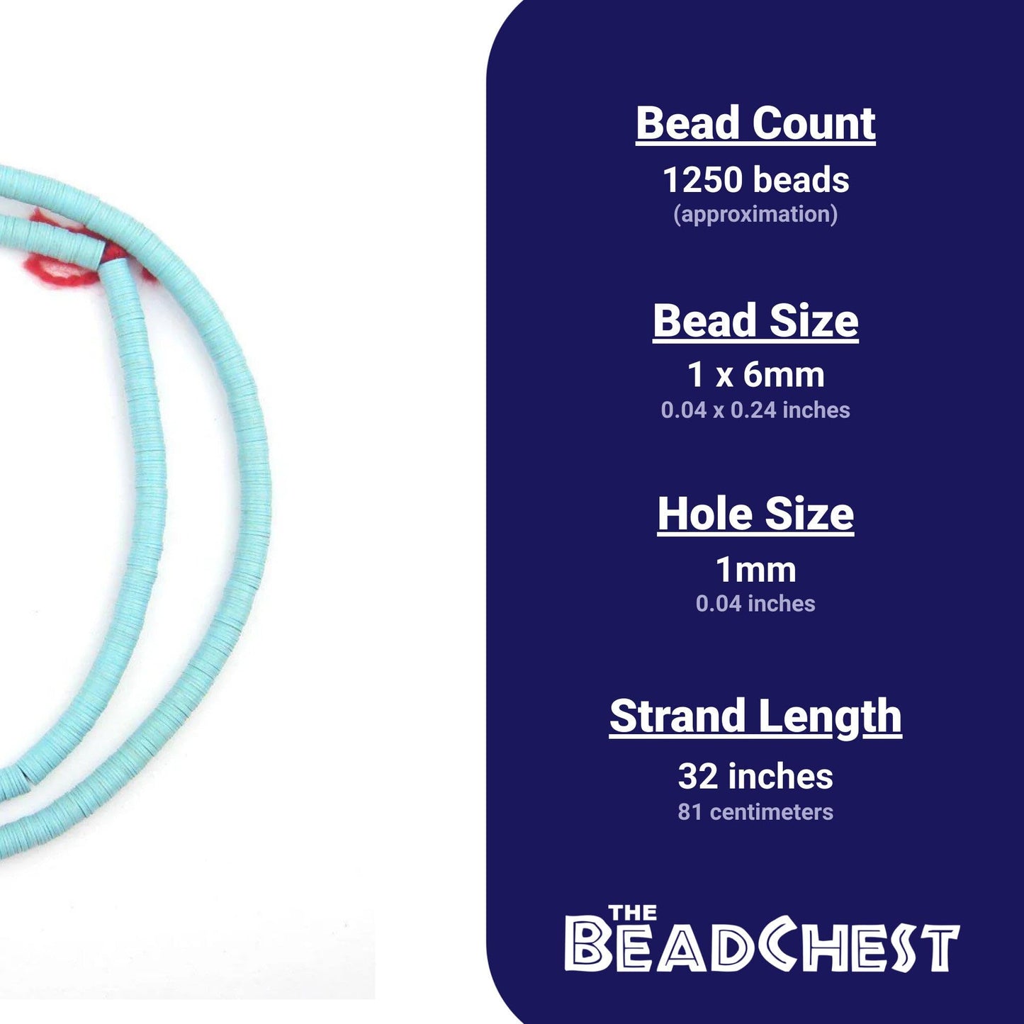 The Bead Chest African Vinyl Beads, Ghana Vulcanite Crafts Supplies for DIY Jewelry Making, Necklaces, Bracelets (6mm, Baby Blue)