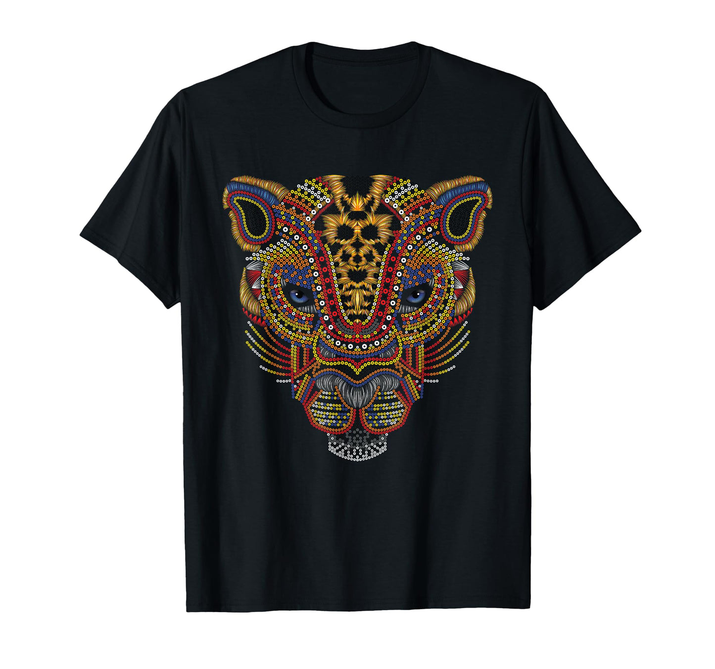 Jaguar head art huichol face mexico Aztec Mayas for big cats T-Shirt