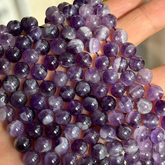 MJDCB Natural Dreamy Amethyst Beads Round Stone Beads DIY Loose Beads for Jewelry Making Beads 15" (8mm)