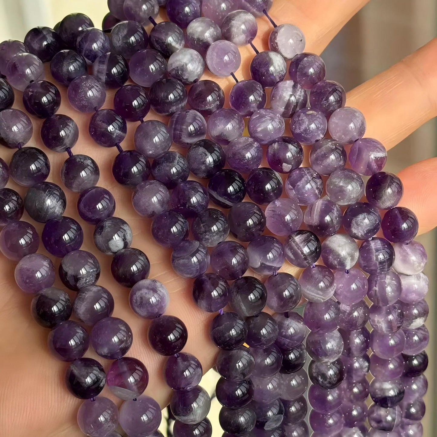 MJDCB Natural Dreamy Amethyst Beads Round Stone Beads DIY Loose Beads for Jewelry Making Beads 15" (8mm)