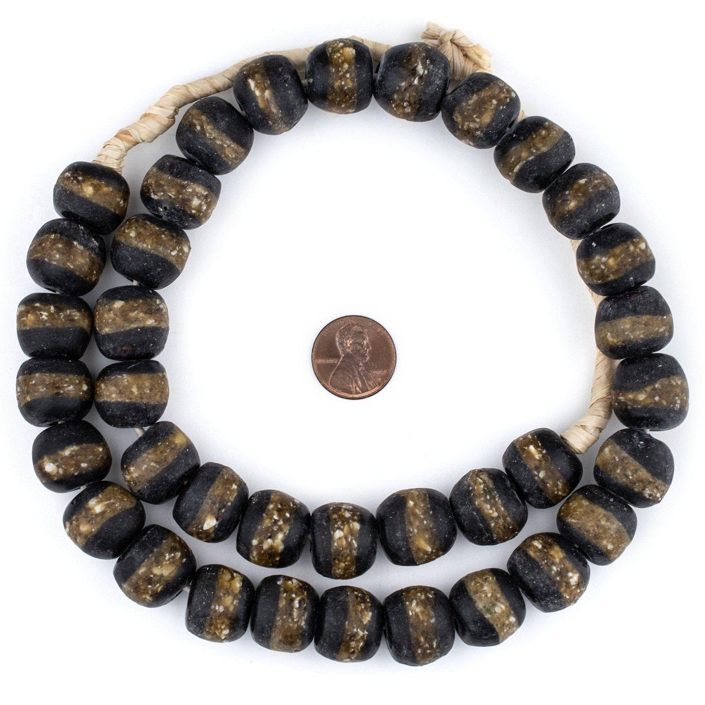 The Bead Chest African Kente Beads - Full Strand of Krobo Glass Beads (Black)