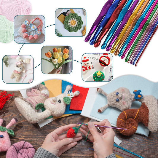 14PCS Aluminum Crochet Hooks Knitting Needles Craft Yarn 2.0mm/2.5mm/3.0mm/3.5mm/4.0mm/4.5mm/5.0mm/5.5mm/6.0mm/6.5mm/7.0mm/8.0mm/9.0mm/10.0mm