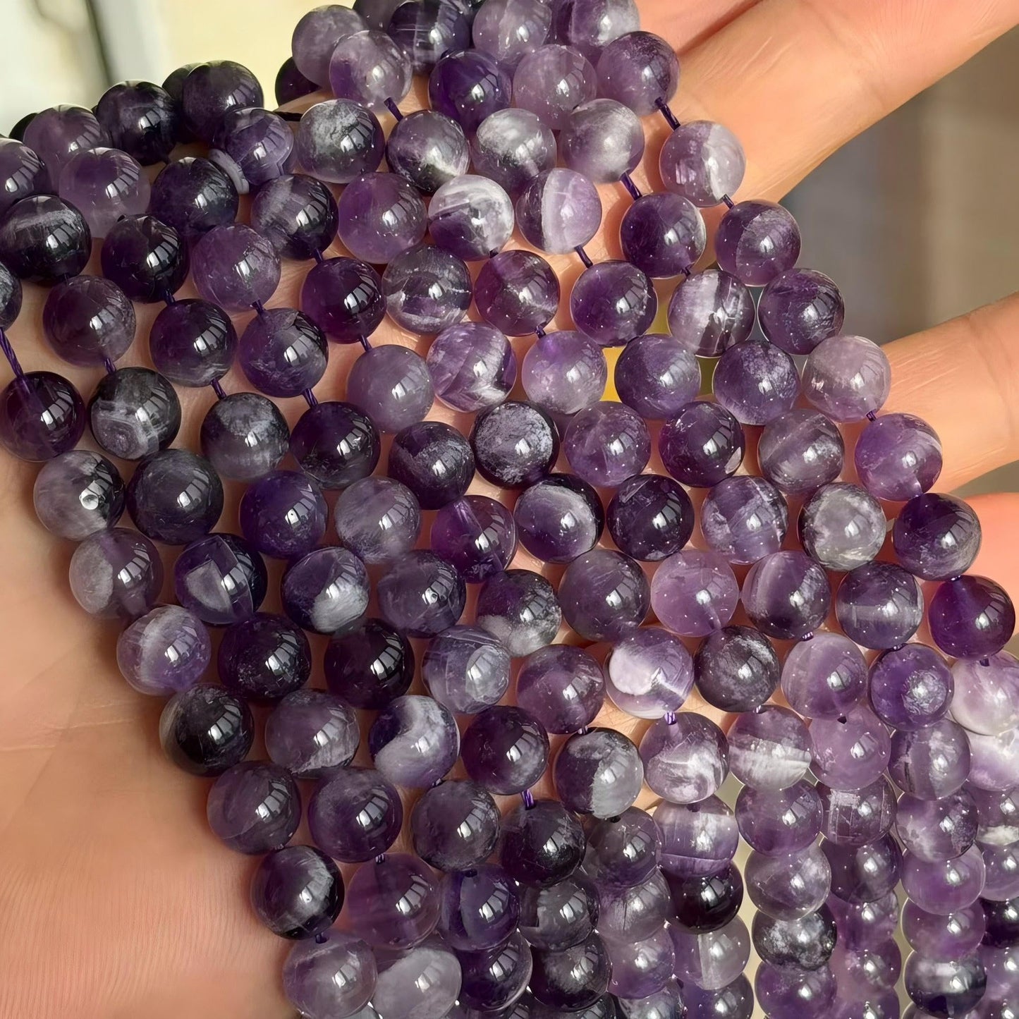 MJDCB Natural Dreamy Amethyst Beads Round Stone Beads DIY Loose Beads for Jewelry Making Beads 15" (8mm)