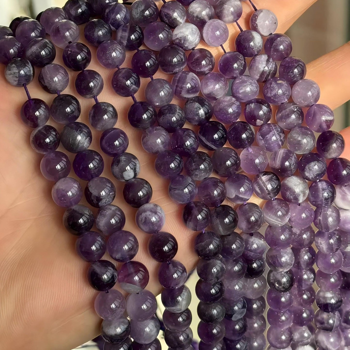 MJDCB Natural Dreamy Amethyst Beads Round Stone Beads DIY Loose Beads for Jewelry Making Beads 15" (8mm)