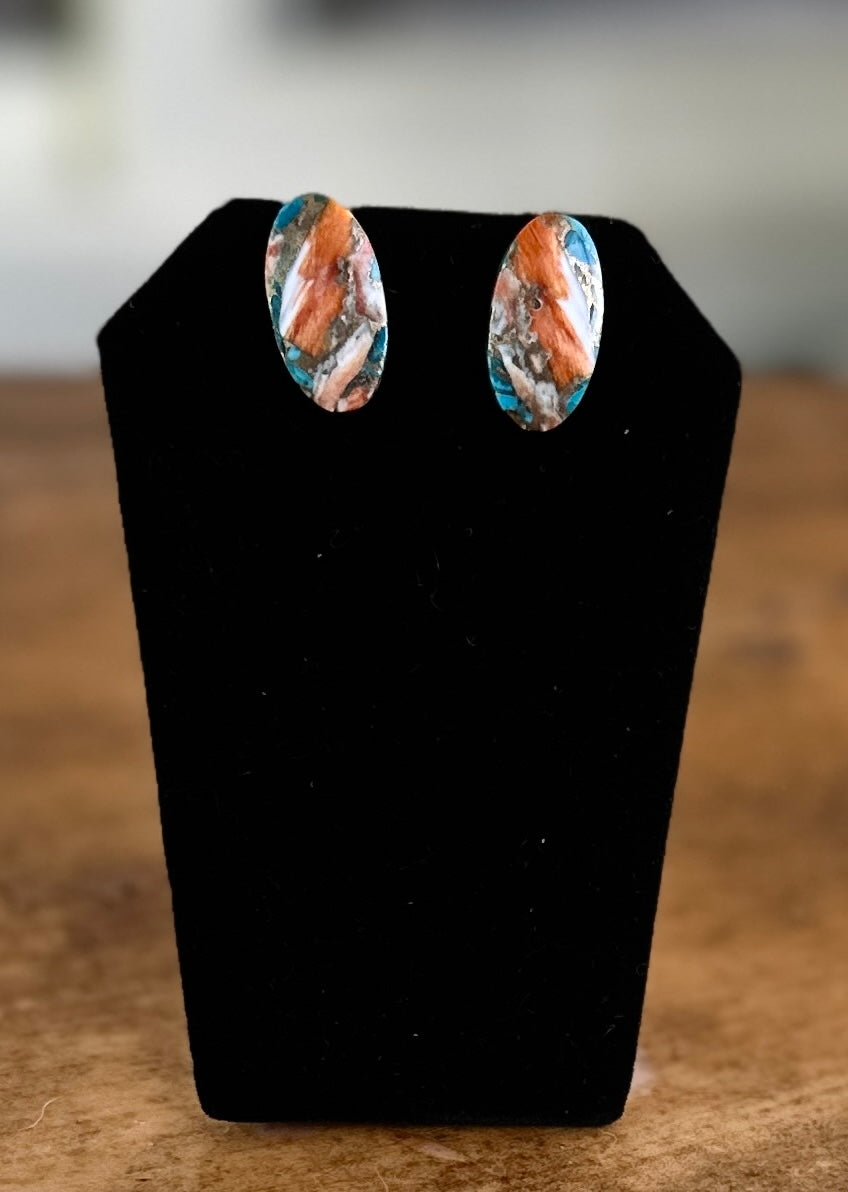 Ocean Jasper Earrings – Handmade Bohemian Studs with Natural Stone