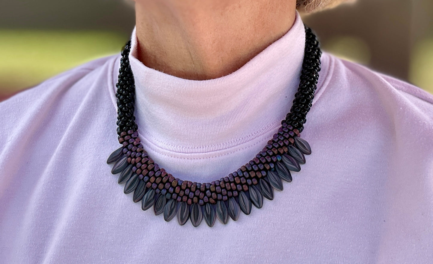 Purple Melon Seed Necklace