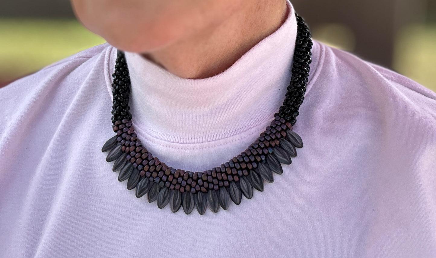 Purple Melon Seed Necklace