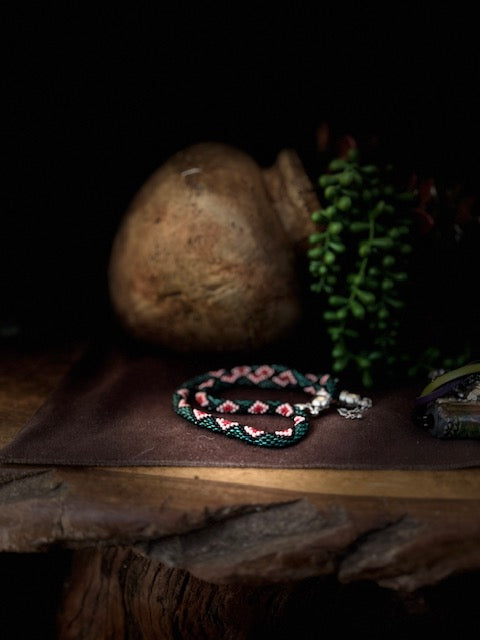 Vibrant Hand-Crocheted Beaded Necklace with Geometric Pattern