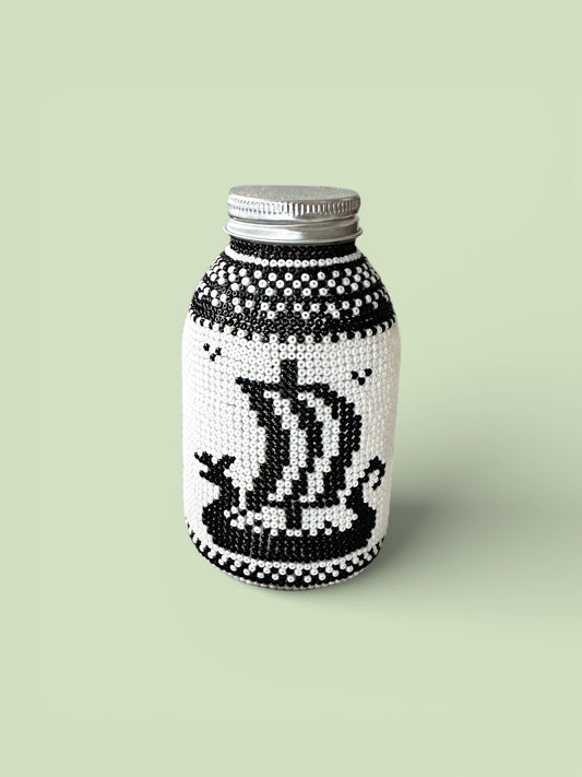 Beaded Viking Jar — Black & White Edition