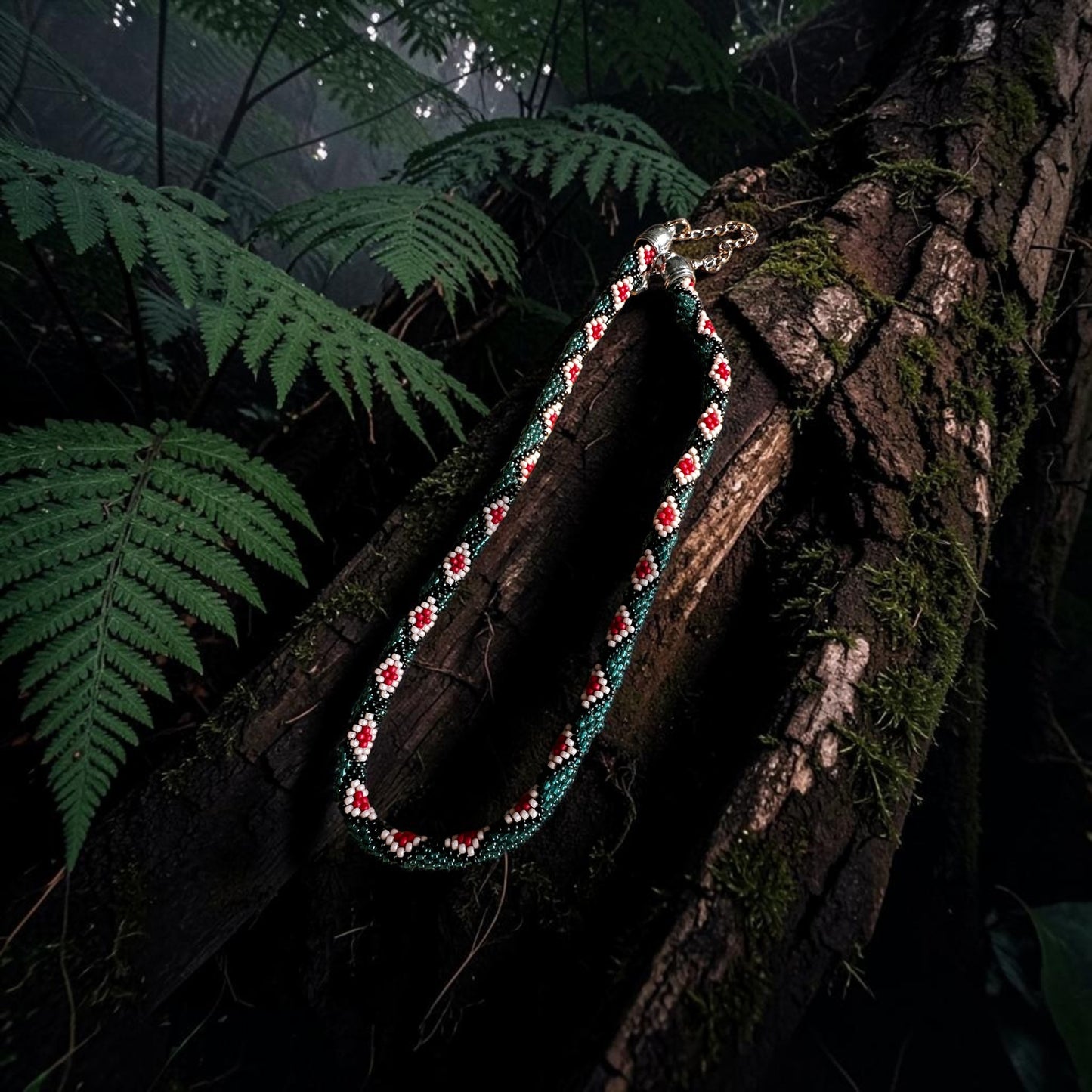 Geometric Hand-Beaded Necklace