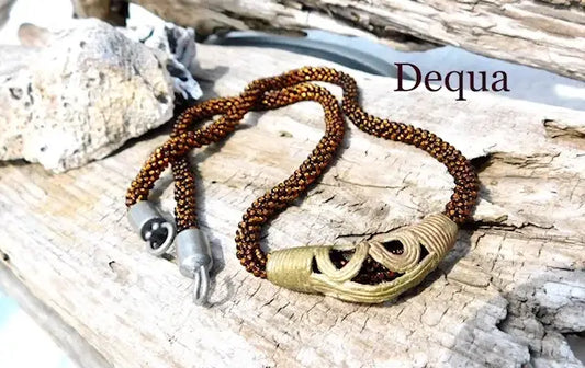 Elegant Hand-Crocheted Beaded Necklace with Antique Brass Clasp image 0