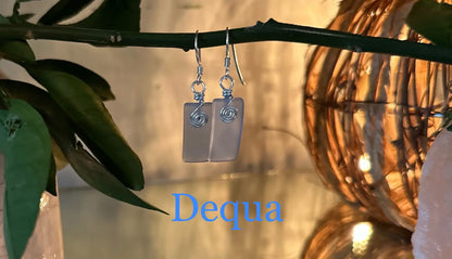 🌿 Frosted Glass Swirl Earrings | Sea Glass Look | Handmade Wire-Wrapped Dangles image 0