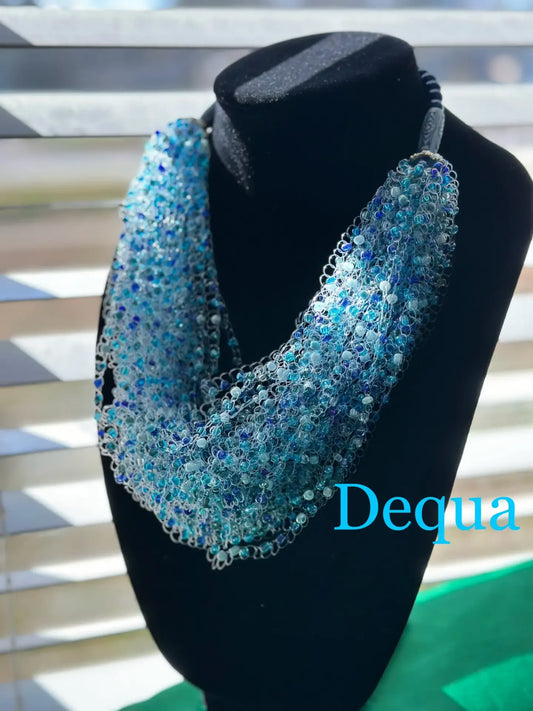 Stunning Multi-Strand Blue Beaded Crochet Necklace image 0