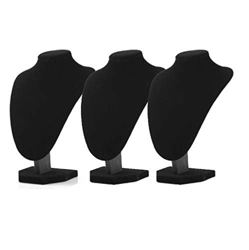 Comelyjewel 3pcs/Pack 9 Inches Velvet Necklace Holder, Jewelry Organizer for Women, Elegant Jewelry Organizers and Storage Solution, Mannequins Bust Stand for Necklaces and Accessories (Black)