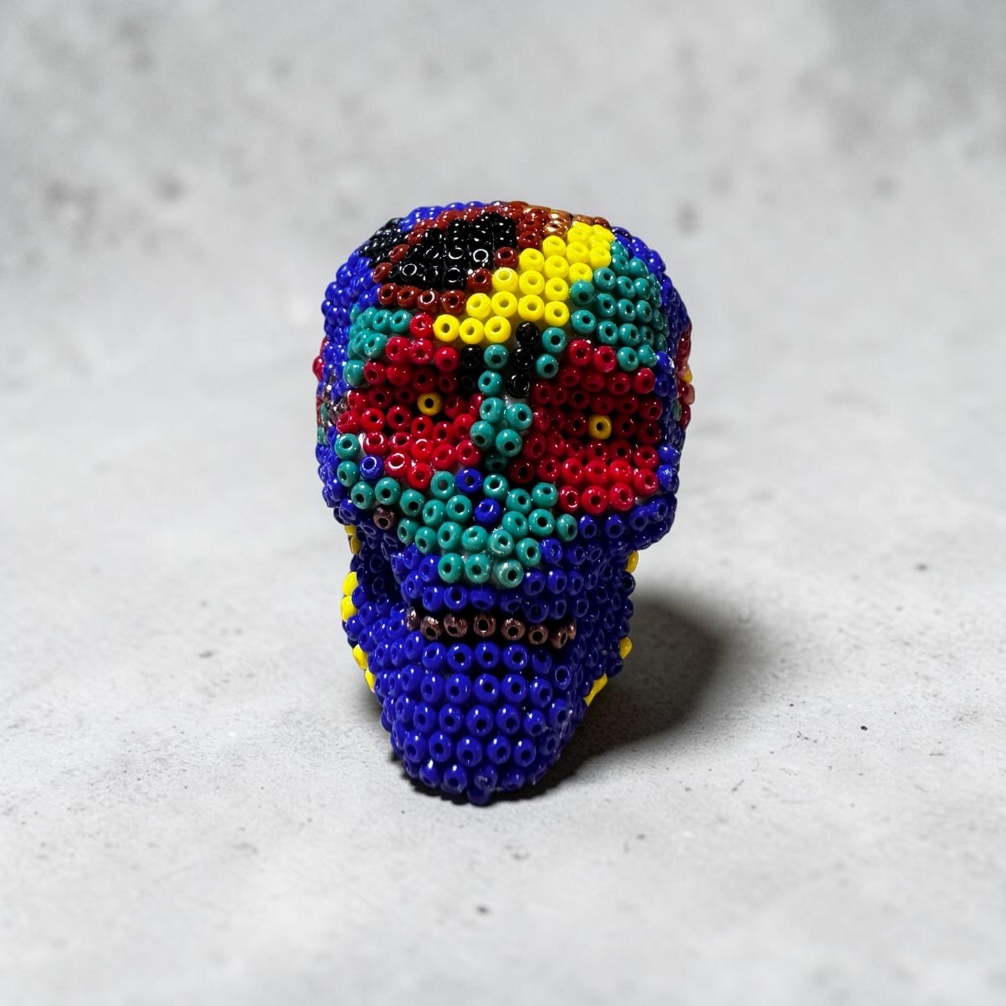 Mini Beaded Bird Head Sugar Skull Art Sculpture