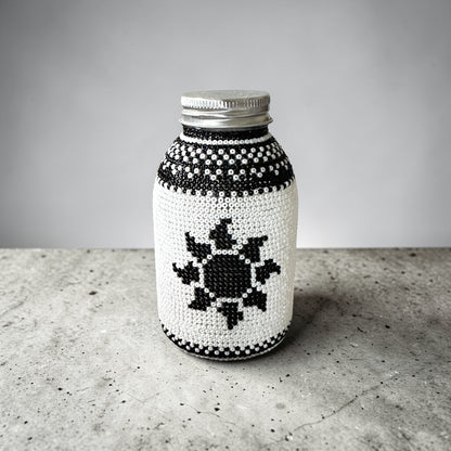 Beaded Viking Jar — Black & White Edition