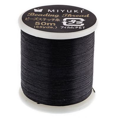 Miyuki Nylon Beading Thread B Black (50m) | Crochet Thread for DIY Jewelry Making, Arts and Crafts, Cloth Weaving, and More