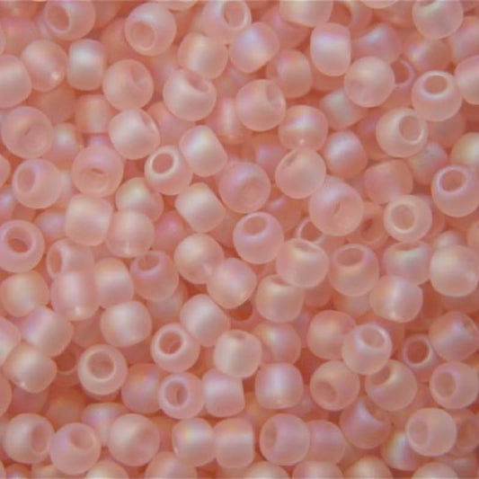 10 g TOHO Round Seed Beads Rocailles, size 11/0, Transparent Rainbow Frosted Rosaline (# 169F), Japan, Glass