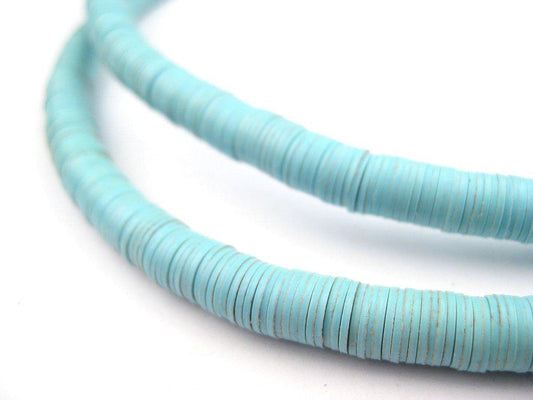 The Bead Chest African Vinyl Beads, Ghana Vulcanite Crafts Supplies for DIY Jewelry Making, Necklaces, Bracelets (6mm, Baby Blue)