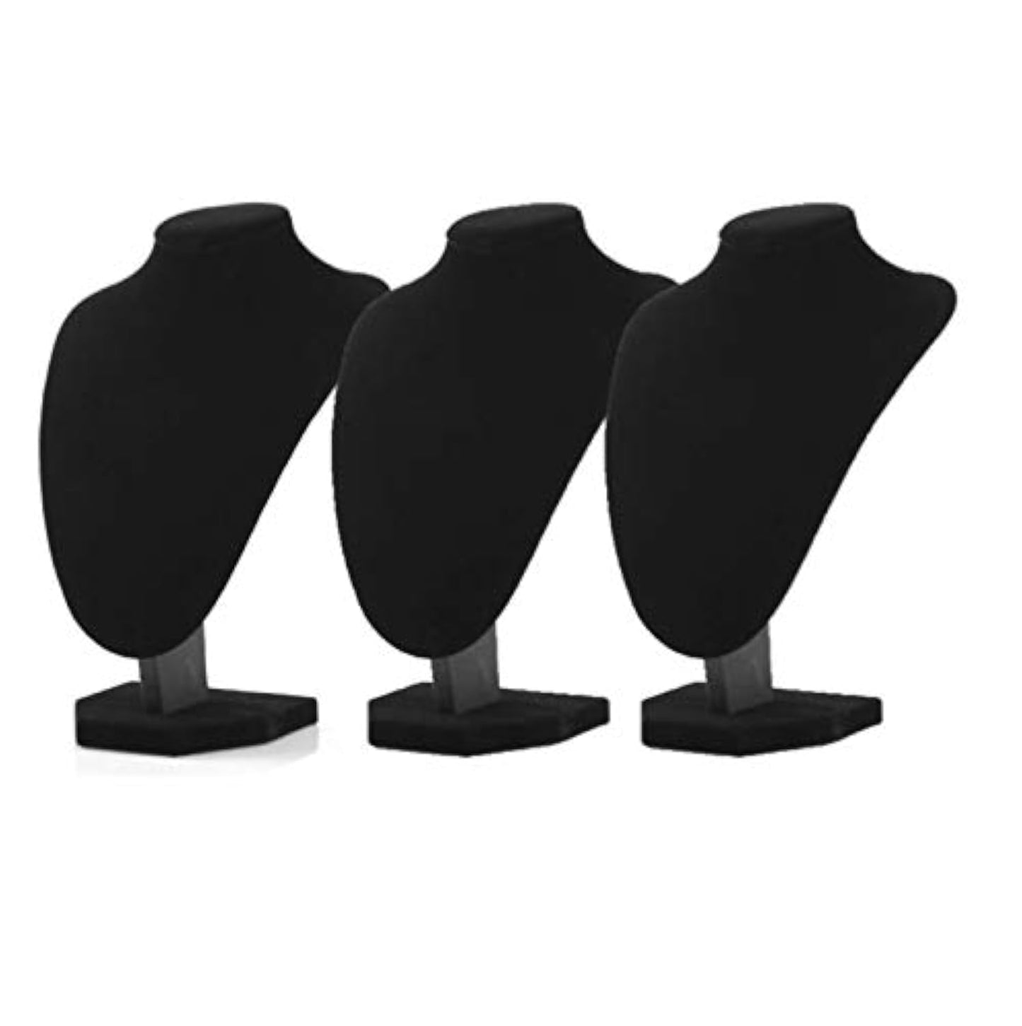 Comelyjewel 3pcs/Pack 9 Inches Velvet Necklace Holder, Jewelry Organizer for Women, Elegant Jewelry Organizers and Storage Solution, Mannequins Bust Stand for Necklaces and Accessories (Black)