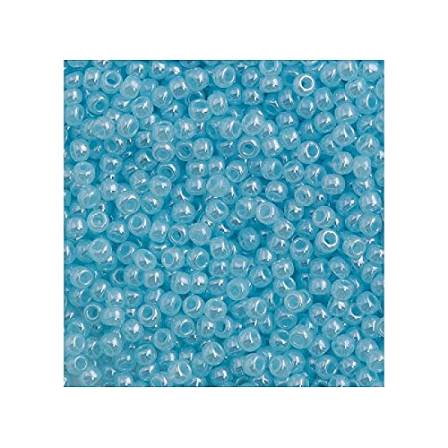 10 g TOHO Round Seed Beads Rocailles, Size 8/0, Ceylon Aqua (# 143), Japan, Glass