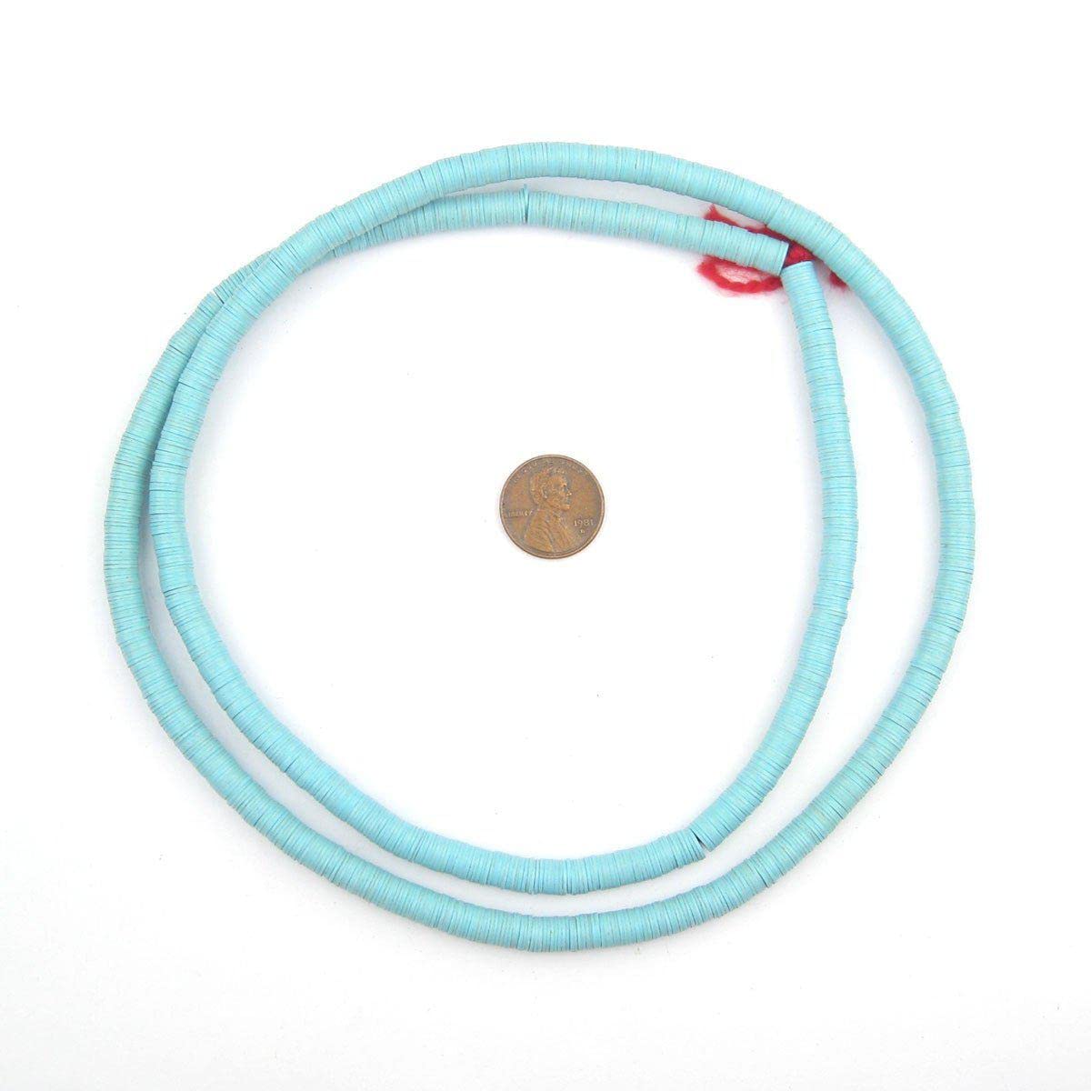 The Bead Chest African Vinyl Beads, Ghana Vulcanite Crafts Supplies for DIY Jewelry Making, Necklaces, Bracelets (6mm, Baby Blue)