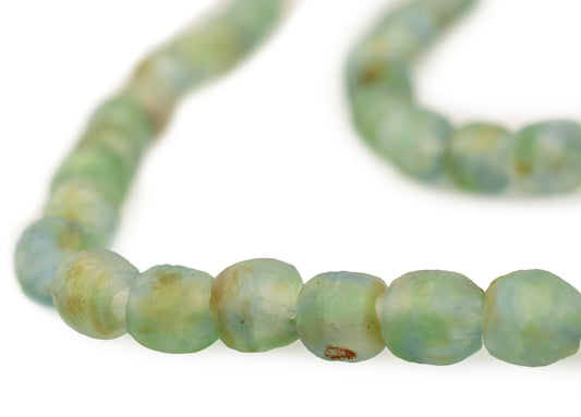 The Bead Chest African Recycled Glass Beads – Handmade in Ghana – Earth Swirl 11mm Strand for Jewelry Making, Crafts, and Home Decor I Approximately 50 Beads